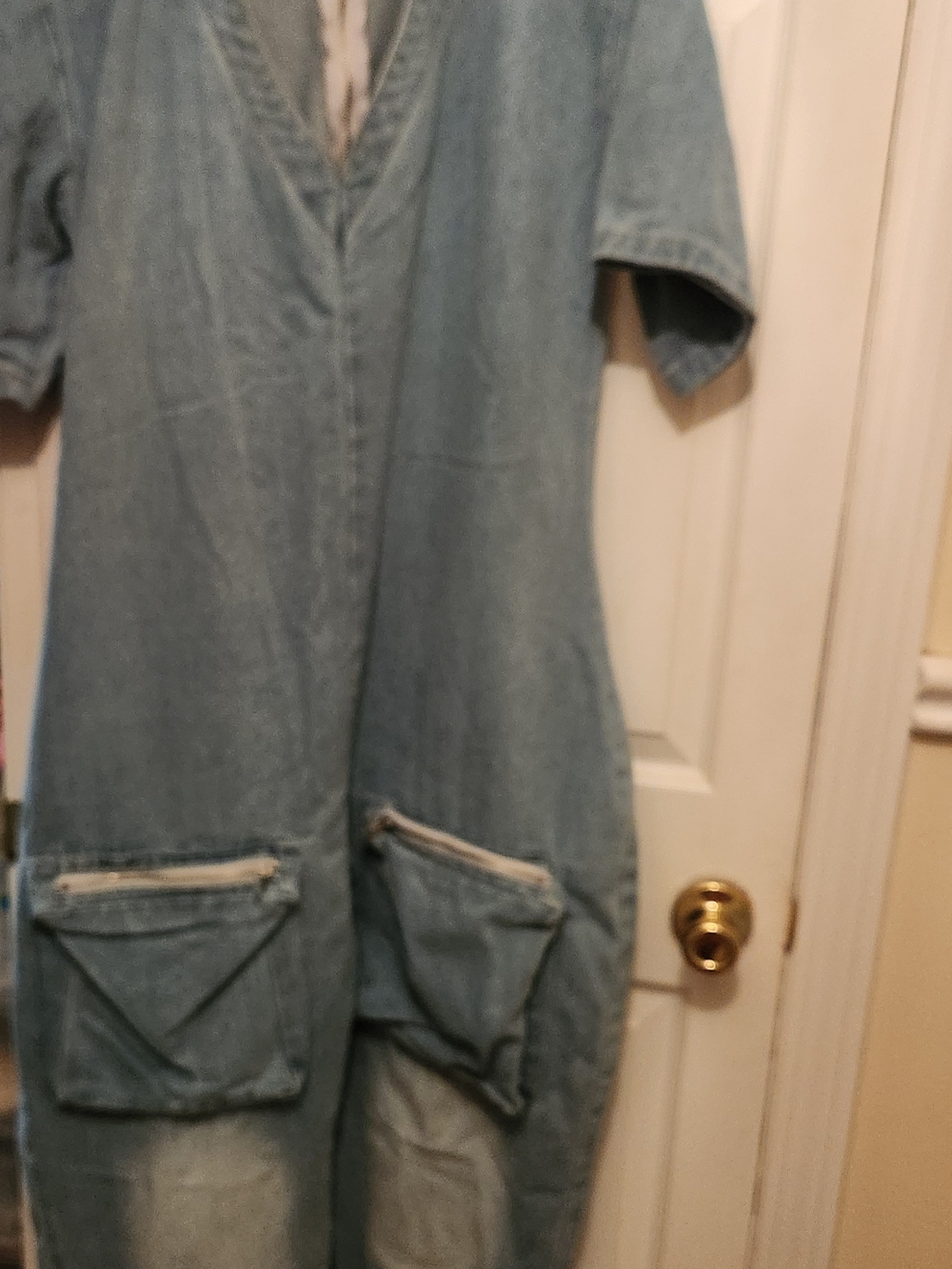 Fashion Nova Light Blue Denim Jumpsuit Romper - Picture 1 of 4